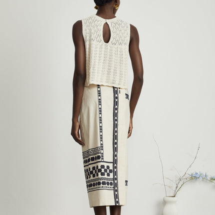 Elettra Pattern Print Midi Dress in Neutrals