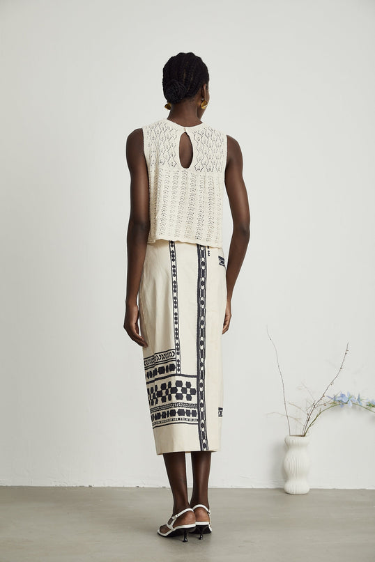 Elettra Pattern Print Midi Dress in Neutrals