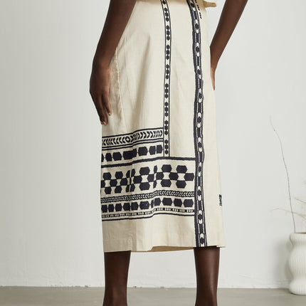 Elettra Pattern Print Midi Dress in Neutrals