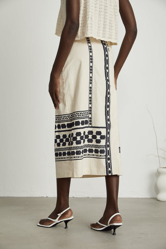 Elettra Pattern Print Midi Dress in Neutrals