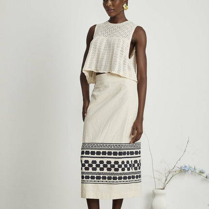 Elettra Pattern Print Midi Dress in Neutrals