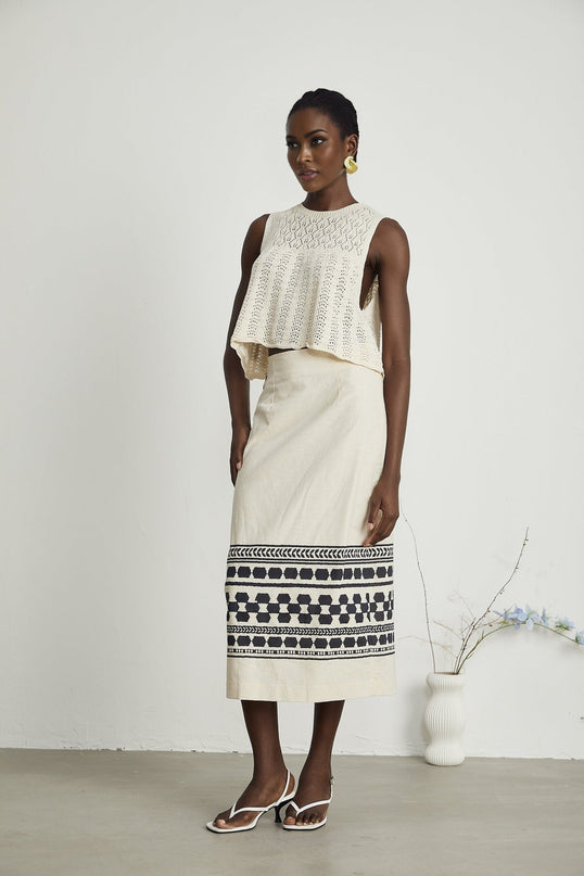 Elettra Pattern Print Midi Dress in Neutrals