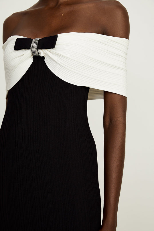 Éliane bowdetail ribbed maxi dress