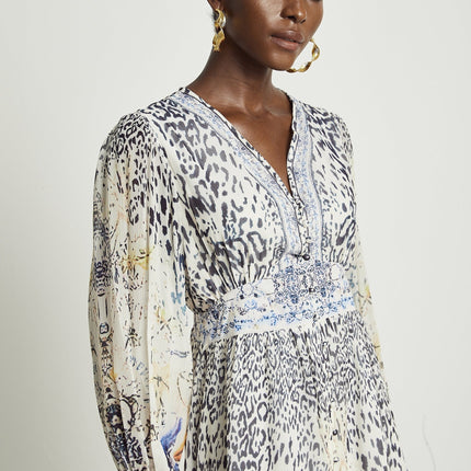 Elida buttonfront ruffled maxi dress