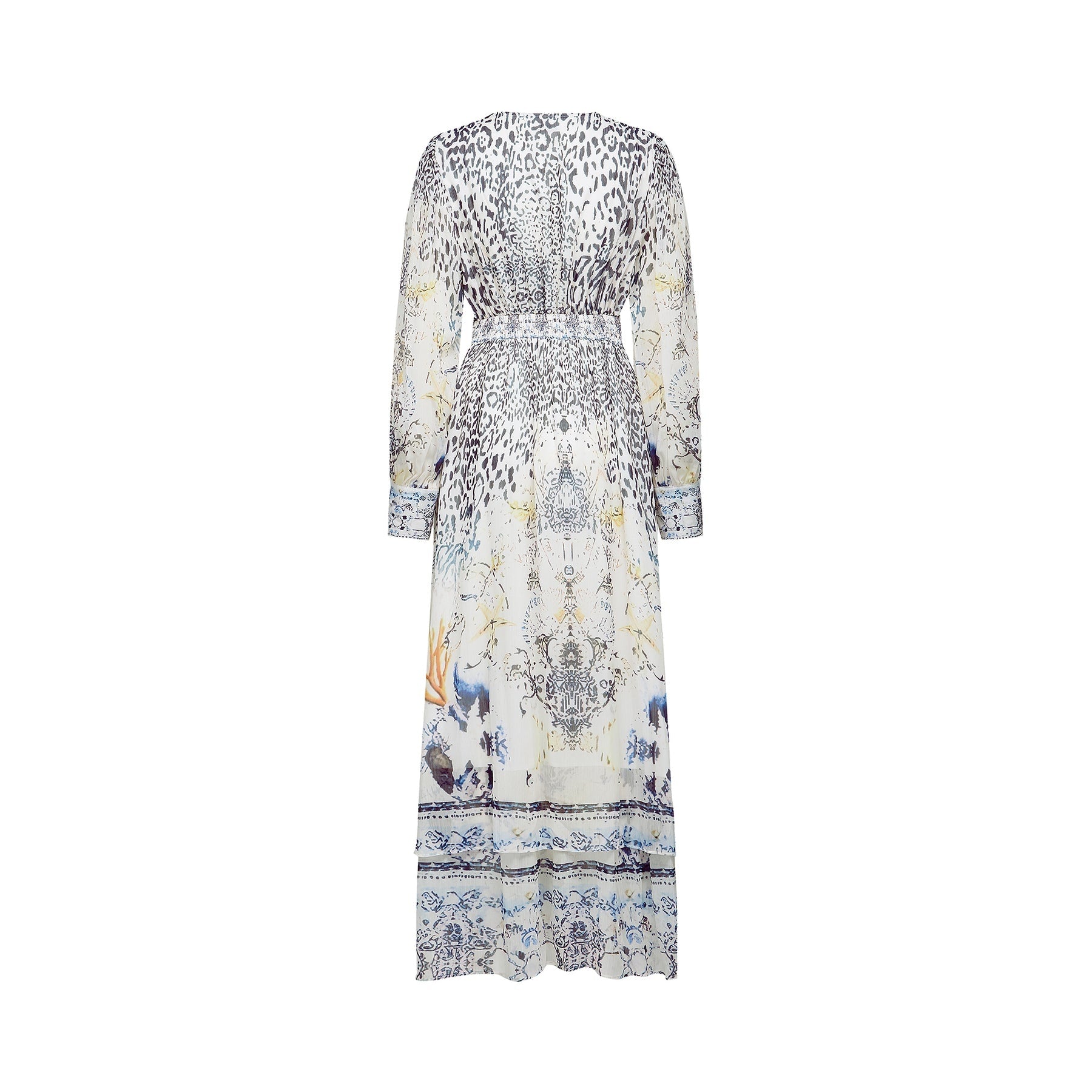 Elida buttonfront ruffled maxi dress