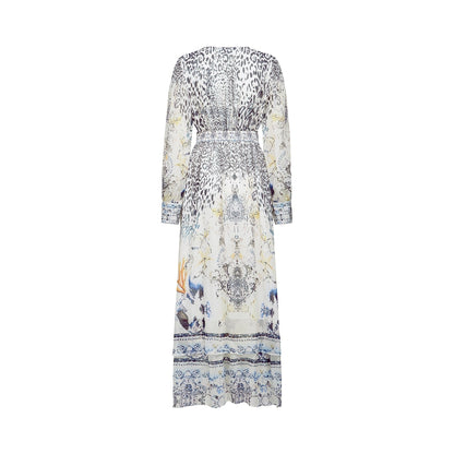 Elida buttonfront ruffled maxi dress