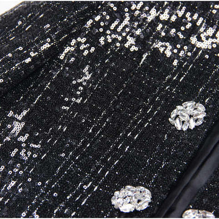 Elisa Black Tweed Blazer with Silver Detailing