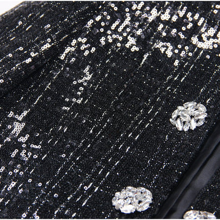 Elisa Black Tweed Blazer with Silver Detailing