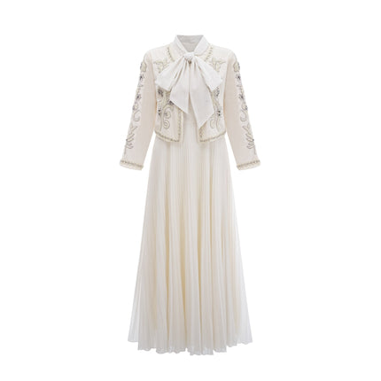 Elisabetta White Crystal Embellished Jacket Dress Matching Set