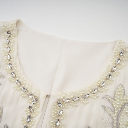 Elisabetta White Crystal Embellished Jacket Dress Matching Set