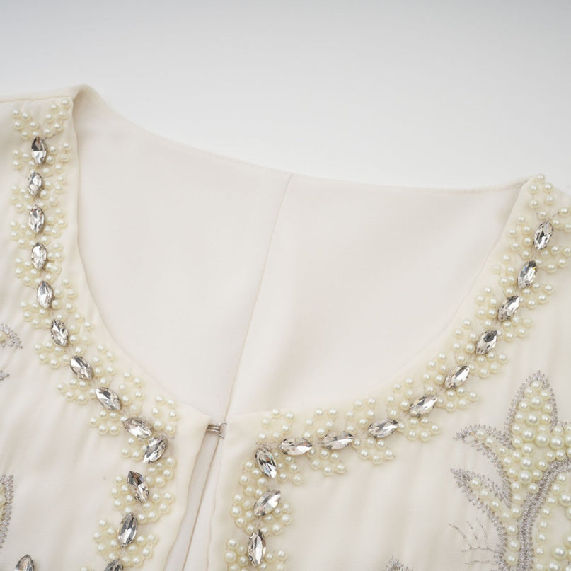 Elisabetta White Crystal Embellished Jacket Dress Matching Set