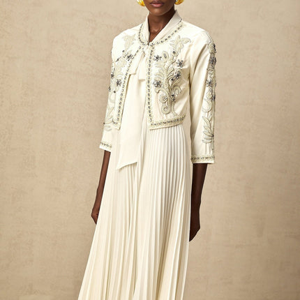Elisabetta White Crystal Embellished Jacket Dress Matching Set