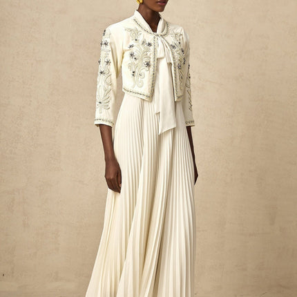Elisabetta White Crystal Embellished Jacket Dress Matching Set