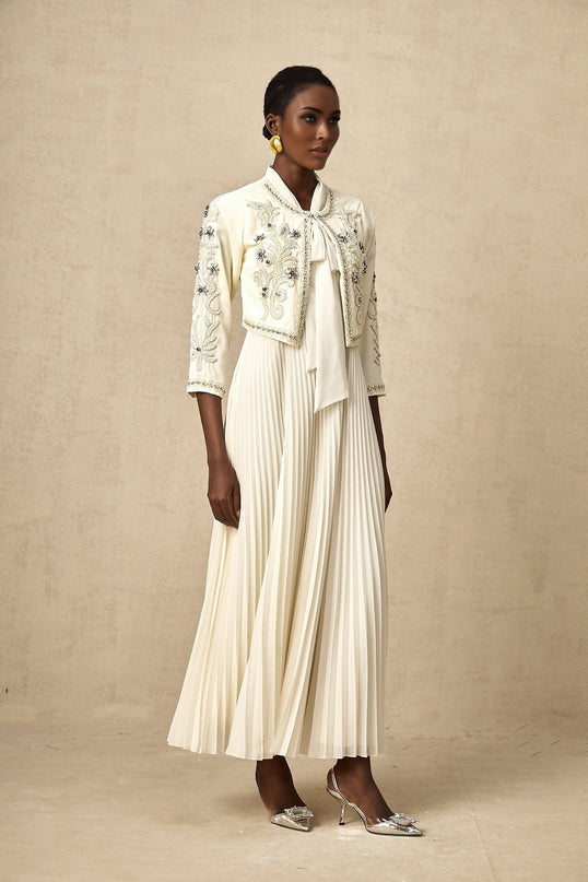 Elisabetta White Crystal Embellished Jacket Dress Matching Set