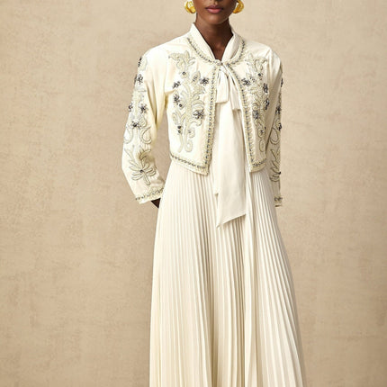 Elisabetta White Crystal Embellished Jacket Dress Matching Set