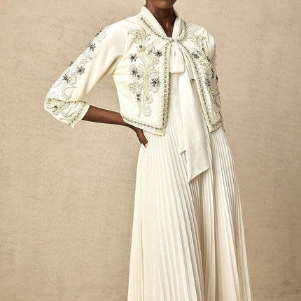 Elisabetta White Crystal Embellished Jacket Dress Matching Set