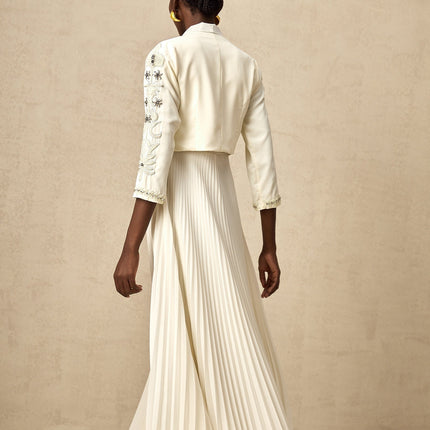 Elisabetta White Crystal Embellished Jacket Dress Matching Set