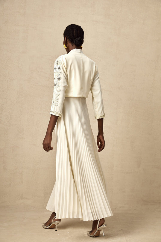 Elisabetta White Crystal Embellished Jacket Dress Matching Set