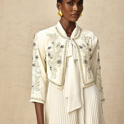 Elisabetta White Crystal Embellished Jacket Dress Matching Set