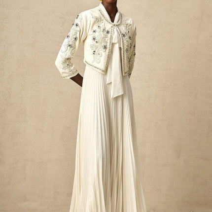 Elisabetta White Crystal Embellished Jacket Dress Matching Set