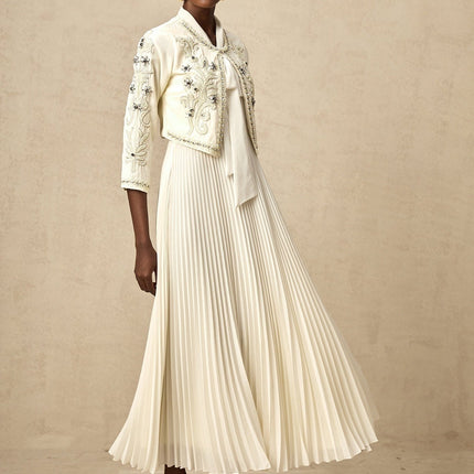 Elisabetta White Crystal Embellished Jacket Dress Matching Set