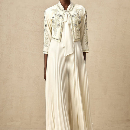 Elisabetta White Crystal Embellished Matching Set Jacket Dress