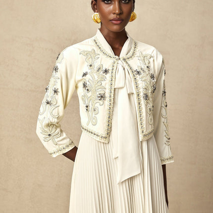 Elisabetta White Crystal Embellished Matching Set