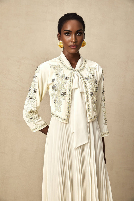 Elisabetta White Crystal Embellished Matching Set