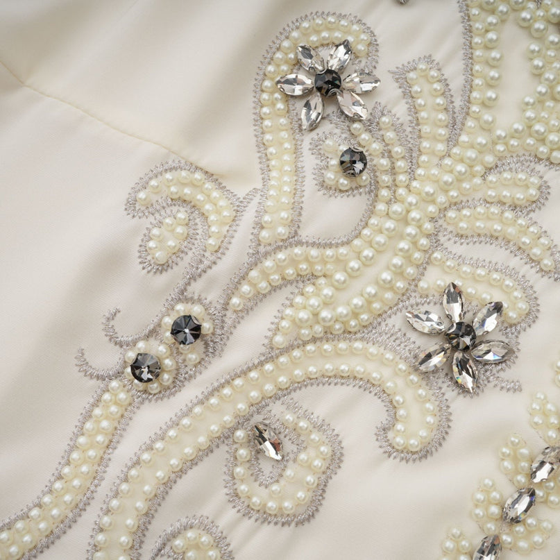 Elisabetta White Jacket Dress Crystal Embellished Matching Set