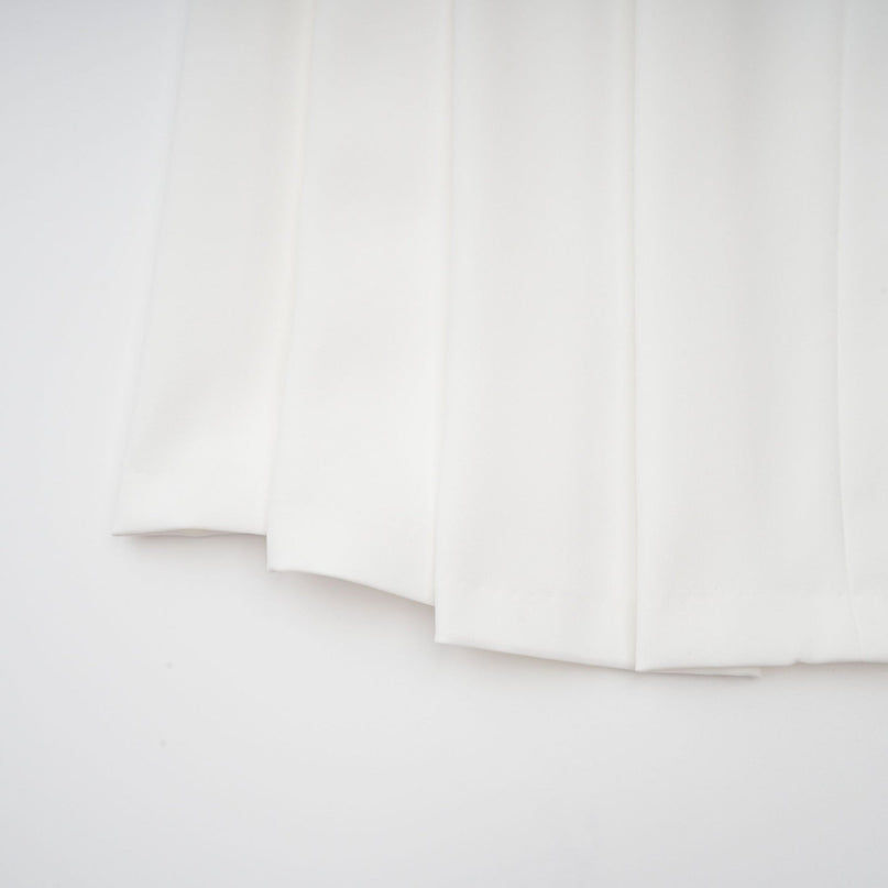 Elisabetta White One Shoulder Matching Set Top Trousers Smocked Design Asymmetric Hem Culotte Pleat Detailing Wide Leg Cut Luxurious Terylene Fiber Comfort Style Day Evening Events