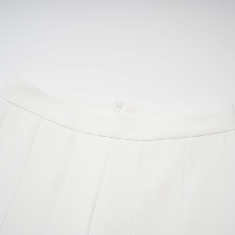 Elisabetta White One Shoulder Matching Set Top Trousers