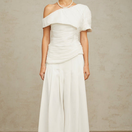 Elisabetta White One Shoulder Matching Set