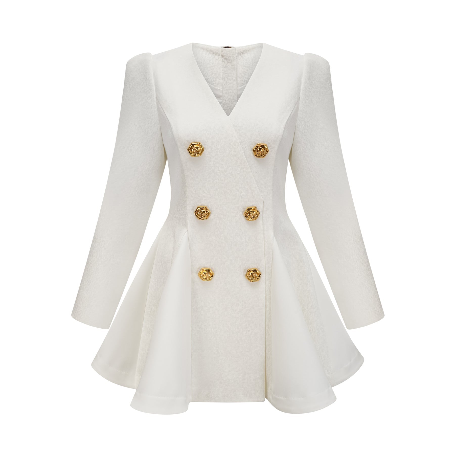 Élise pleated peplumhem blazer dress in White