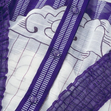 Eliza White and Purple Color Blocked Midi Dress with Pleated Detailing