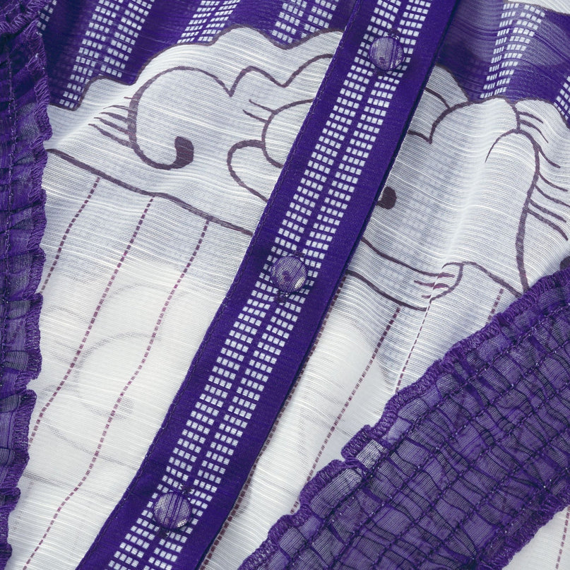 Eliza White and Purple Color Blocked Midi Dress with Pleated Detailing
