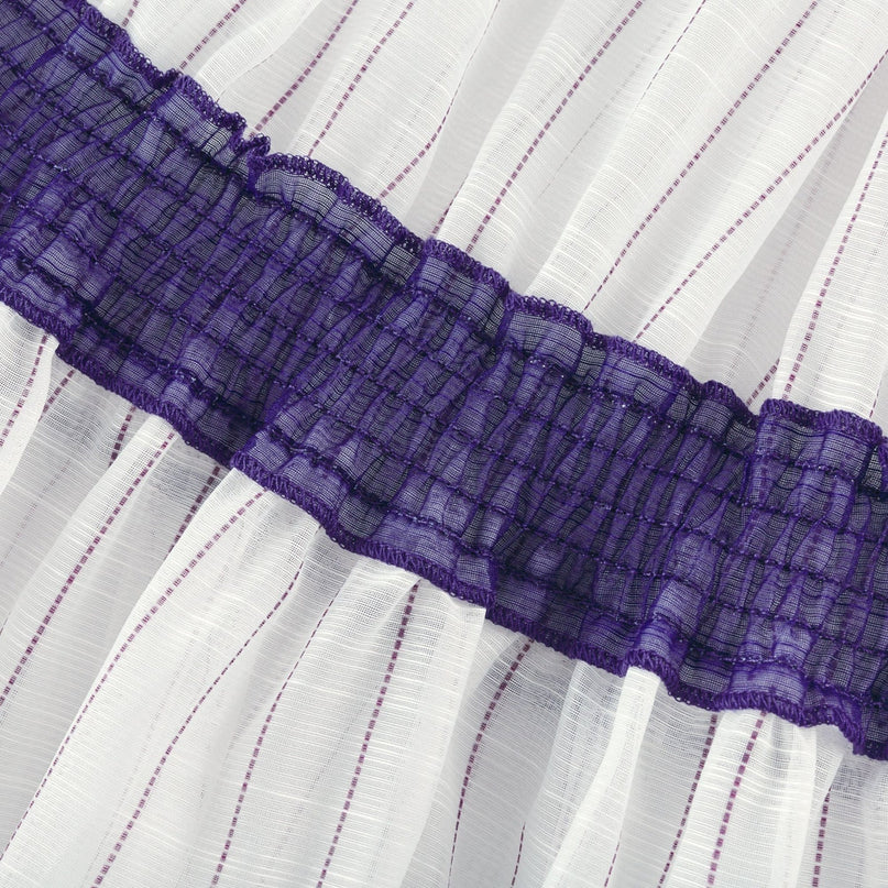 Eliza White and Purple Color Blocked Midi Dress with Pleated Detailing
