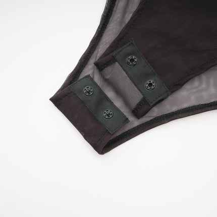 Elizabeth Brown and Black Mesh Bodysuit with Gradient Effect