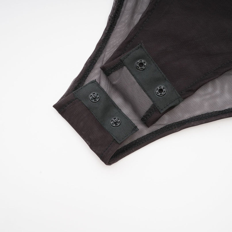 Elizabeth Brown and Black Mesh Bodysuit with Gradient Effect