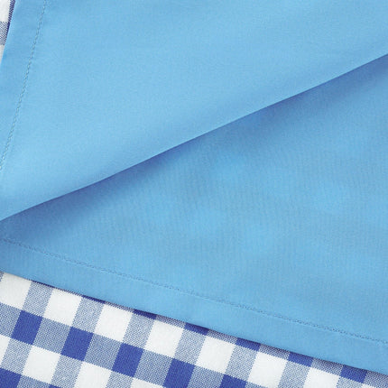 Ella Blue Midi Dress with Gingham Ribbon Detailing and Welt Pockets