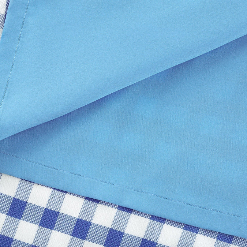 Ella Blue Midi Dress with Gingham Ribbon Detailing and Welt Pockets