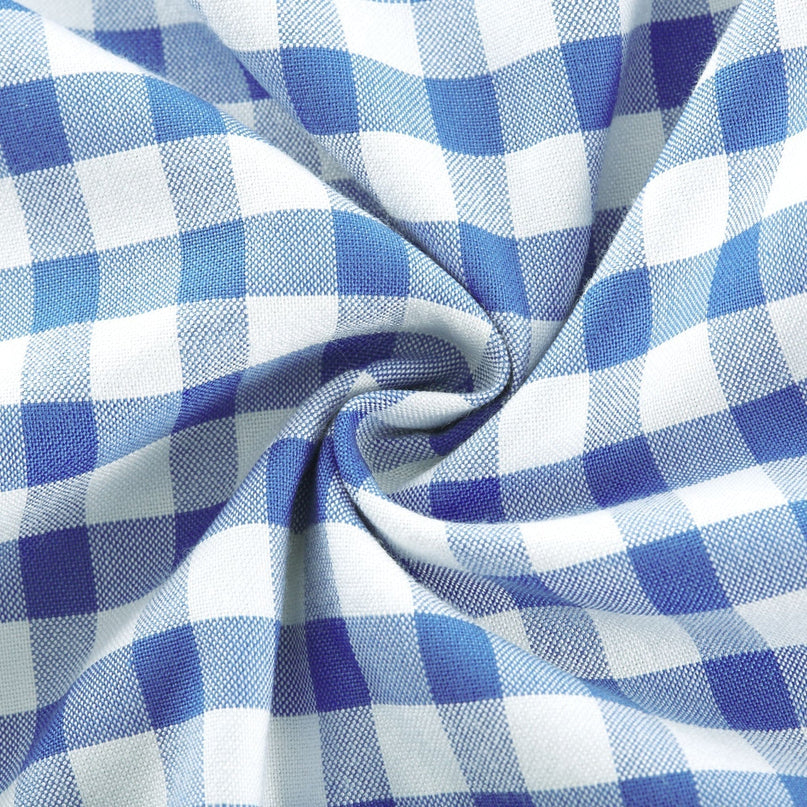 Ella Blue Midi Dress with Gingham Ribbon Detailing and Welt Pockets