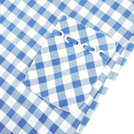 Ella Blue Midi Dress with Gingham Ribbon Detailing and Welt Pockets