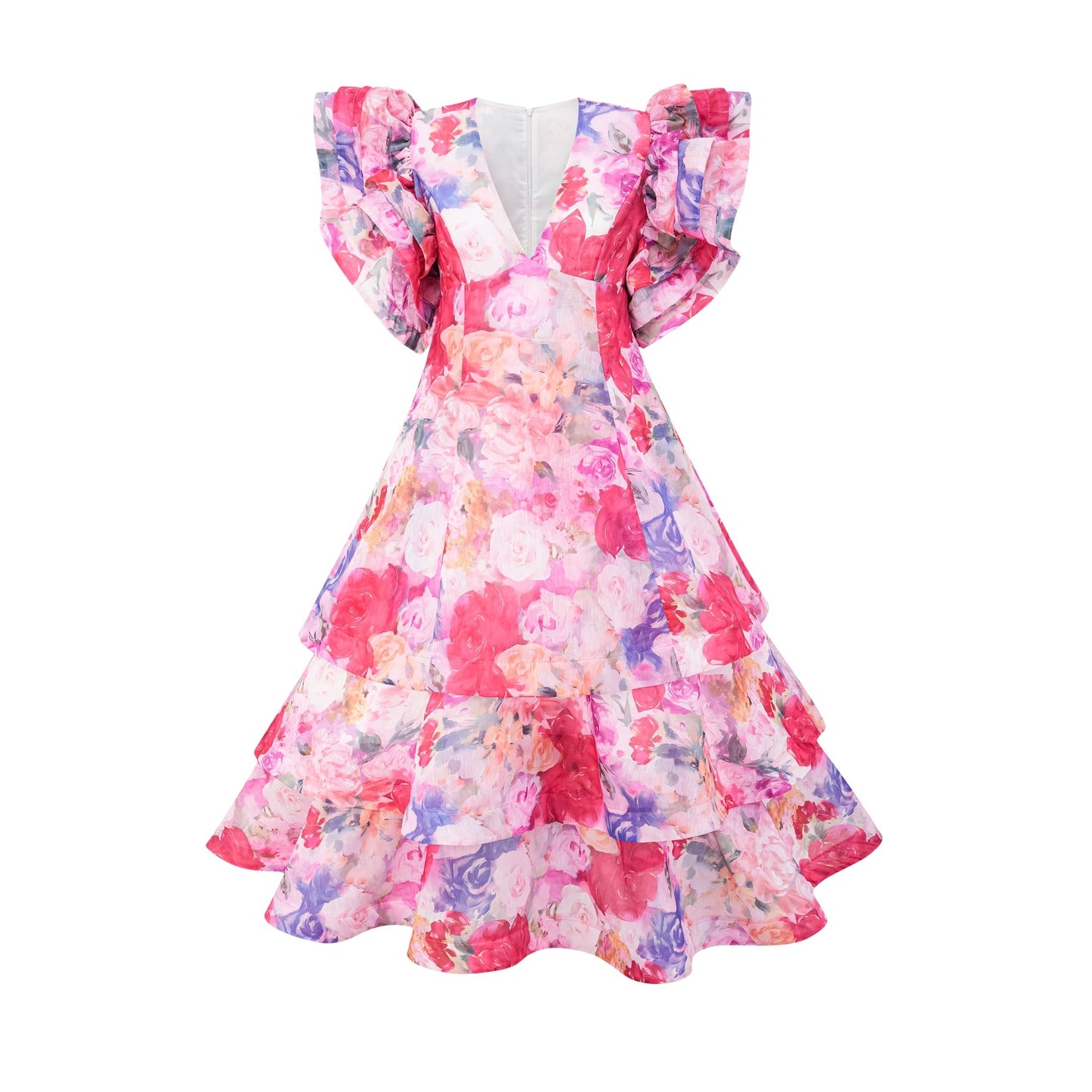 Élodie floralprint ruffled gown
