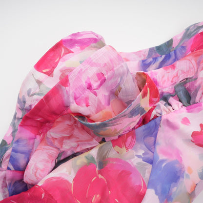 Élodie floralprint ruffled gown