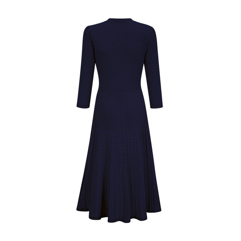 Élodie knitted longsleeve midi dress in Blue