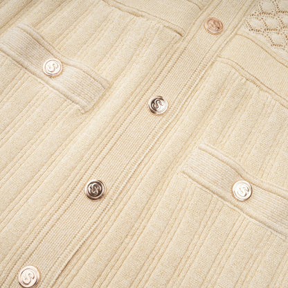 Élodie knitted longsleeve midi dress in Neutrals