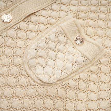 Élodie knitted longsleeve midi dress in Neutrals