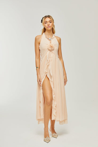 Élodie ruffled fauxflower maxi dress