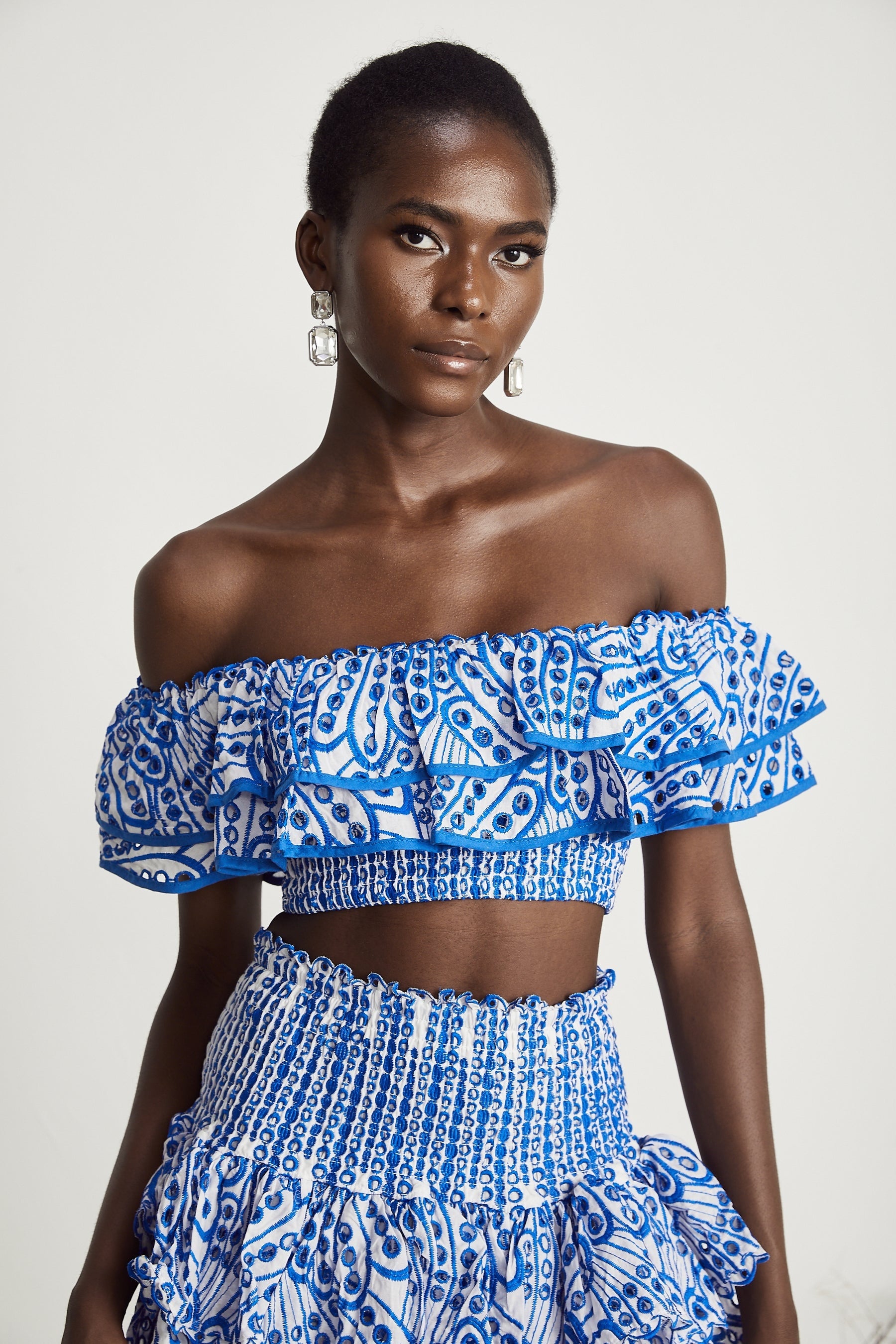 Élodie ruffled patternprint top  skirt matching set