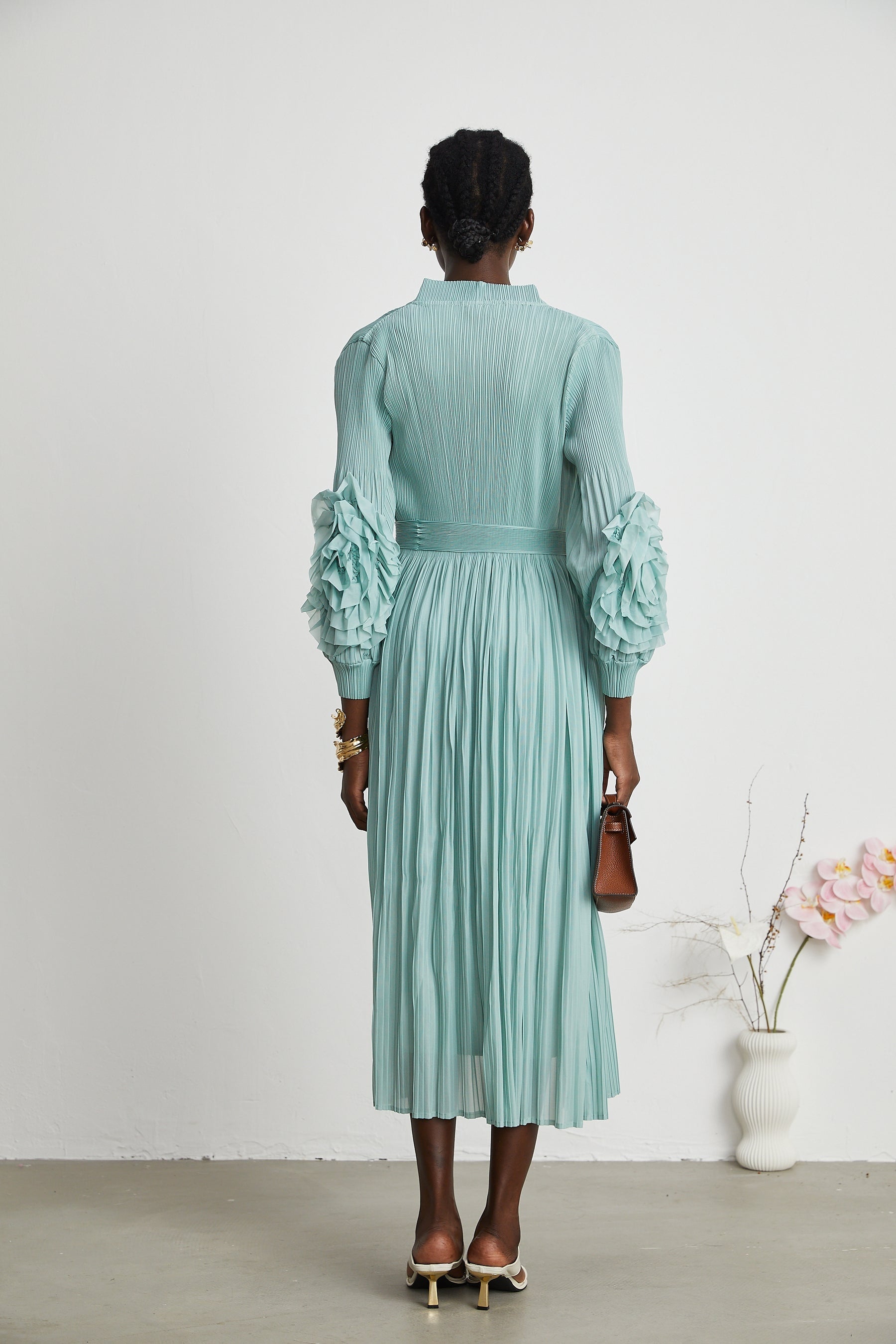 Éloïse fauxflower knitted dress  coat matching set